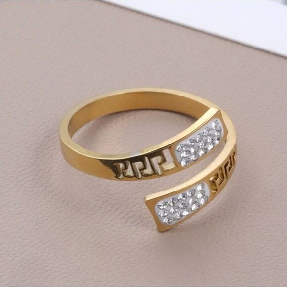 Chic Wrap Adjustable Ring Stainless Steel 18k Gold Plated Paved Shining Zirconia - Picture 10 of 11